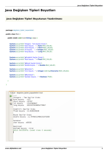 Java Temel Örnekler : Java Değişken Tipleri Boyutları