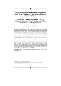 Dünya Ticaret Örgütü Kapsamında Avrupa Birliği Ortak Tarım