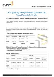 2014 Şubat Ayı İtibariyle İstanbul Gümrükleri Dış Ticaret Payında İlk