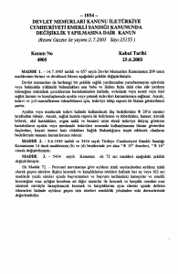 1054 - devlet memurları kanunu ile türkiye cumhuriyeti