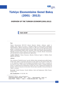 Türkiye Ekonomisine Genel Bakış (2001 - 2013)