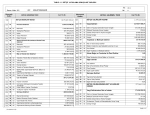 TABLO 1.1 BÜTÇE UYGULAMA SONUÇLARI TABLOSU 2.379