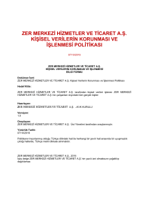 Kişisel Verilerin Korunması ve İşlenmesi Politikası