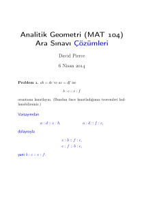 Analitik Geometri (MAT ) Ara Sınavı Çözümleri