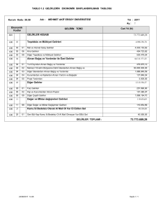 Gelirlerin Ekonomik Sınıflandırılması Tablosu