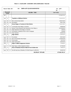 gelirlerin ekonomik sınıflandırılması tablosu