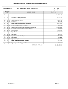 gelirlerin ekonomik sınıflandırılması tablosu