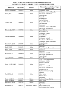 FAKÜLTEMİZ 2015-2016 EĞİTİM-ÖĞRETİM YILI GÜZ YARIYILI