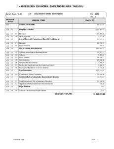 1.4 giderlerin ekonomik sınıflandırılması tablosu