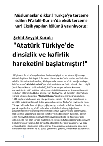 "Atatürk Türkiye`de dinsizlik ve kafirlik hareketini başlatmıştır!"