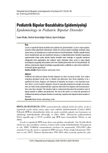 Pediatrik Bipolar Bozuklukta Epidemiyoloji