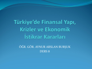 Türkiye`de Finansal Yapı, Krizler ve Ekonomik İstikrar