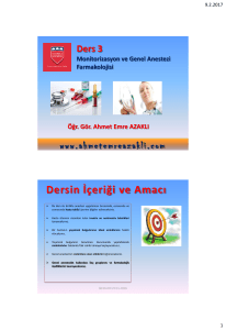 Ders 3 Monitorizasyon ve Genel Anestezi Farmakolojisi