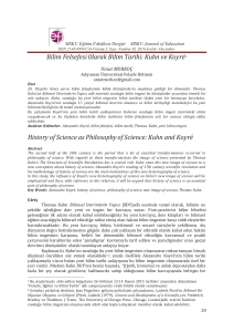 Bilim Felsefesi Olarak Bilim Tarihi: Kuhn ve Koyré1 History of