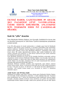 EKTEKİ HABER, GAZETELERDE 09 ARALIK 2013 PAZARTESİ