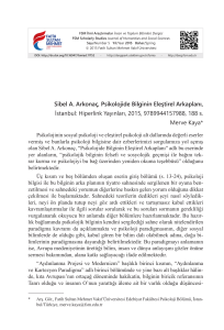 Sibel A. Arkonaç, Psikolojide Bilginin Eleştirel Arkaplanı, İstanbul