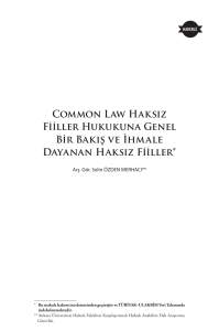Common Law Haksız Fiiller Hukukuna Genel Bir
