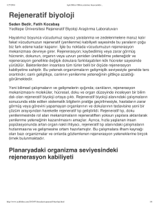 Rejeneratif biyoloji - Yeditepe Üniversitesi