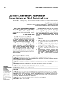 Gebelikte Antibiyotikler / Kolonizasyon