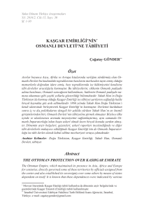 Kaşgar Emirliği`nin Osmanlı Devleti`ne Tâbiiyeti