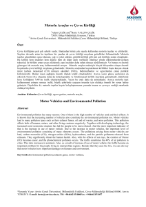 Motorlu Araçlar ve Çevre Kirliliği Motor Vehicles and Environmental