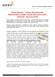 Dünya Bankası, “Türkiye Ülke Ekonomik Memorandumu (CEM