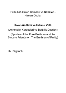 Fethullah Gülen aslen Harran kökenli Sabii dir. İhvan-üs