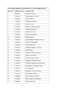 ANATOMİ-I DERSİNİ A SINIFINDAN ALACAK ÖĞRENCİLER SIRA