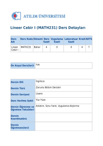 Lineer Cebir I (MATH231) Ders Detayları