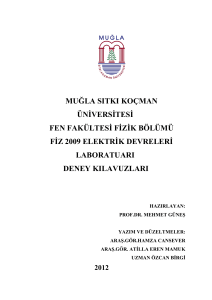 muğla sıtkı koçman üniversitesi fen fakültesi fizik bölümü fiz 2009