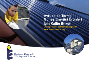 Avrupa`da Termal Güneş Enerjisi Ürünleri İçin Kalite Etiketi