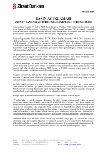 8 Ocak 2014 - Ziraat Bankası Ve Türk Exımbank`tan Kredi İşbirliği