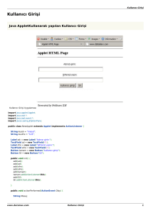 Java Applet Örnekleri : Kullanıcı Girişi