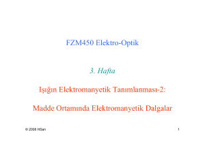 FZM450 Elektro-Optik 3. Hafta Işığın Elektromanyetik Tanımlanması