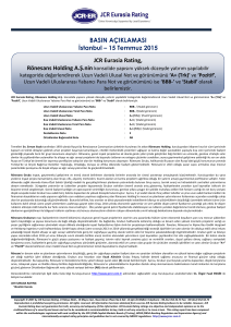 JCR Eurasia Rating, Rönesans Holding A.Ş.nin