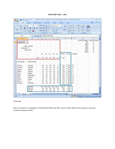 OFFICE 2007 EXCEL – LAB 3 Screenshot Note: This activity is an