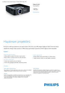 Product Leaflet: 70 lümen MP4 çalarlı Cep projektörü