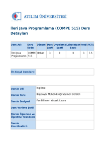 İleri Java Programlama (COMPE 515) Ders Detayları