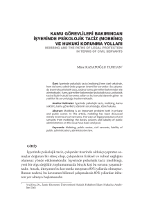 kamu görevlileri bakımından işyerinde psikolojik taciz (mobbing)