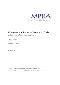 Openness and industrialization in Turkey after the Customs Union