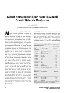 Klonal Hematopoietik Bir Hastalık Modeli Olarak Sistemik Mastositoz