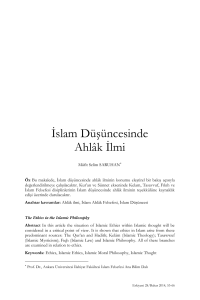 İslam Düşüncesinde Ahlâk İlmi