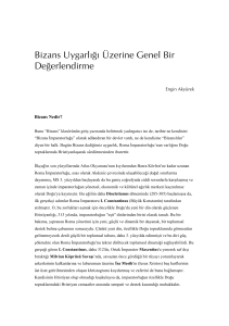 Bizans Uygarlığı Üzerine Genel Bir Değerlendirme