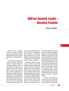 DNA`nın Karanlık Leydisi : Rosalind Franklin