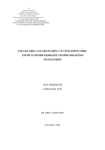 çocuklarda yaş gruplarına ve cinslerine göre anemi ve demir