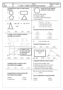 5. Sınıf Matematik Dersi 1. Dönem 1. Yazılı 2014
