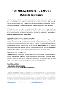 Türk Mobilya Sektörü, TG EXPO ile Dubai`de Tanıtılacak