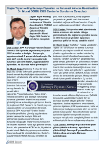 Dr. Murat DOĞU CGS Center`ın Sorularını Cevapladı