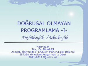 doğrusal olmayan programlama - Anadolu Üniversitesi Endüstri