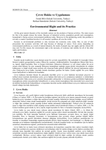 Çevre Hakkı ve Uygulaması Environmental Right and its Practice